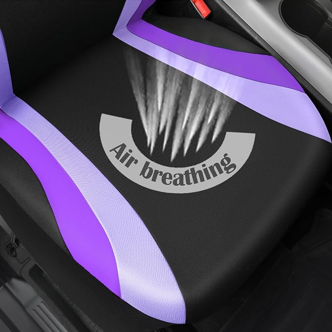 CAR PASS Line Rider Sporty Front Seat Covers,Purple Car Seat Covers Two Front Seats Only for Cute Women Girl, Airbag Compatible,Universal Fit Sedans,Cars,Vans,SUV,Truck(Black and Purple) - Image 5