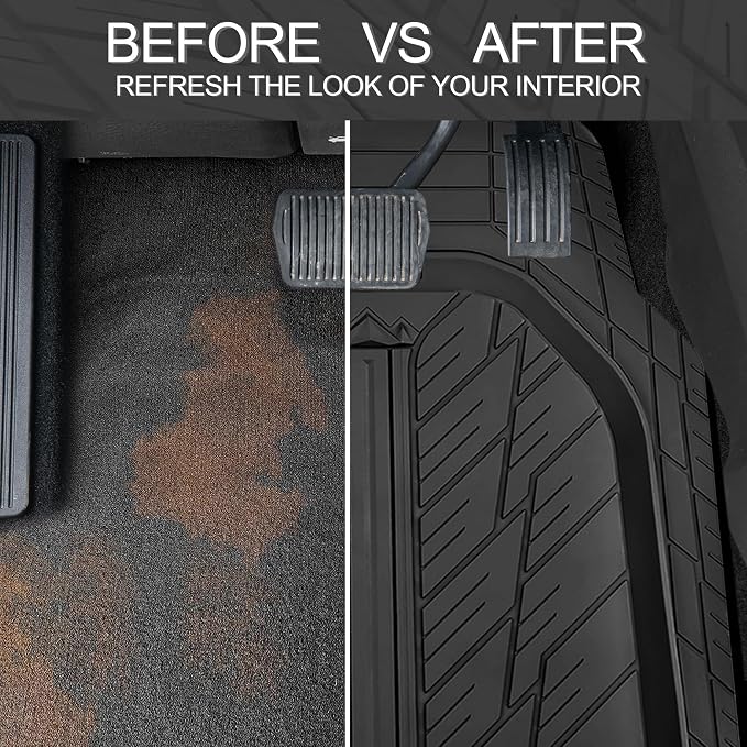 CAR PASS Deep Dish Floor Mats for Cars, Heavy Duty Rubber Floor Mats with Trunk Cargo Liner, Universal Trim-to Fit Automotive Floor mats for Truck Van SUV Waterproof All Weather Car Mats Solid Black - Image 6