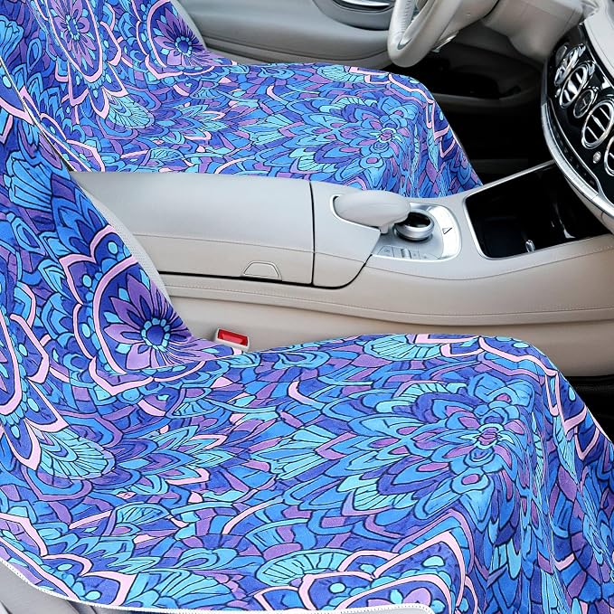 Hahafelt 2 Pack Car Seat Towel Cover with Storage Bag, Mandala | 63 x 32 in Car Towel Seat Cover Non Slip Waterproof, Gym Workout Swimming Running, Machine Washable Sweat Absorbent Protector - Image 4