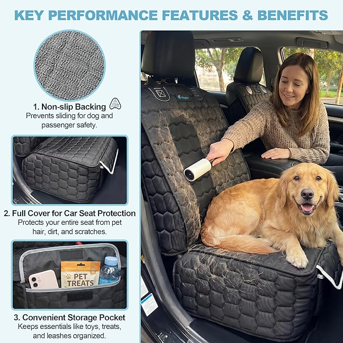 Meginc 2-Pack Front Seat Covers for Dogs, Waterproof Car Seat Protectors | 600D Oxford dog car seat covers with side flaps; non-slip, scratch-resistant captain chair covers for cars, SUVs and trucks - Image 4
