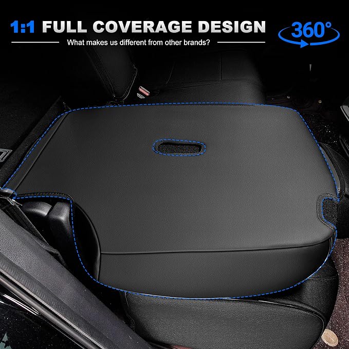 Custom Fit Seat Covers for Honda CRV 2017-2022 Front&Rear Full Set | Faux Leather,Full Coverage,5-Piece Set, Includes Neck Pillows, Armrest Cover, Seat Belt & steering Wheel Cover Black - Image 8