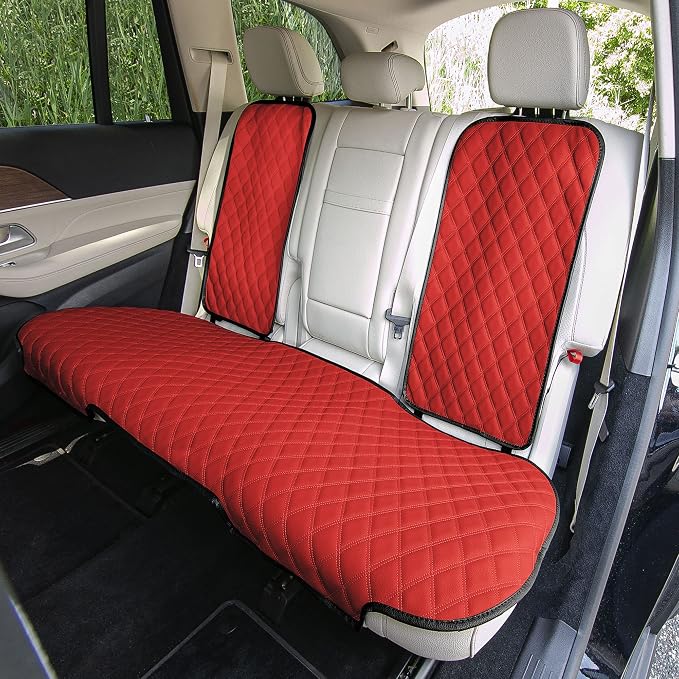 FH Group Car Seat Cushion Rear Set Faux Leather Automotive Seat Cushions - Universal Fit, Rear Car Seat Cushion, Car Seat Cushions With Non-slip Silicone Backing for SUV, Sedan, Van Red - Image 4