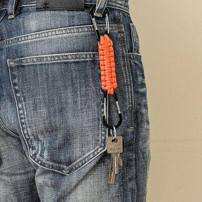 BRAVESHINE Paracord Keychain Carabiner Clip | D Ring Hanger Lanyard Hook | 7.3inch Long | for Stroller, Water Bottle, Key, Backpacks, Men, Women, Luggage, Car Seat Headrest, Fence, Bag Charms - Image 6