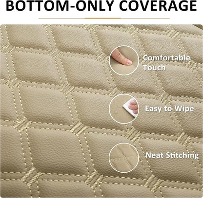 Black Panther PU Car Seat Cover, Front Bottom Seat Protector Compatible with 95% Vehicles,Anti-Slip & Full Wrapping Bottom (W 21.26''×D 20.86”)(1Piece,Dark Beige) - Image 4