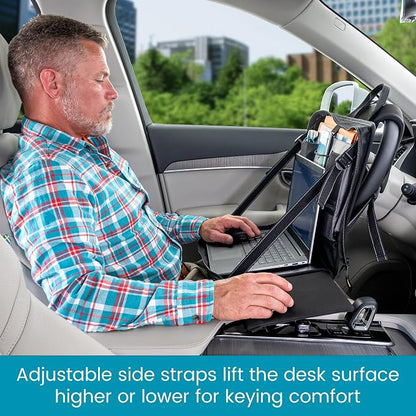 High Road Steering Wheel Desk and Laptop Holder for Car, Truck, Van and SUV | Portable Car Office Laptop Case and Desk, with 6 Storage Compartments, Phone Holder, Mouse Tray and Wrist Rest - Image 3