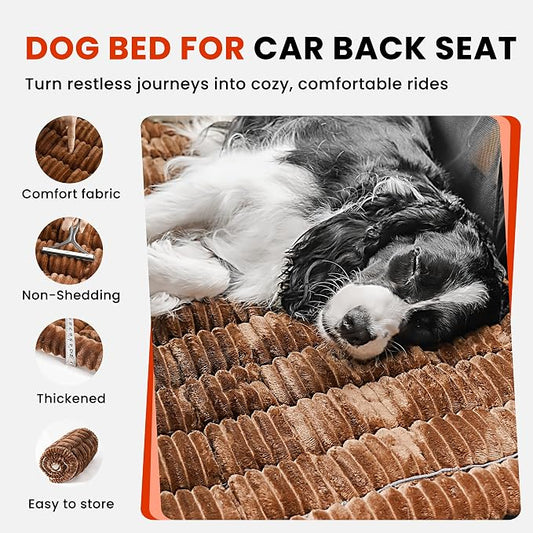 HiPetpy Backseat Dog Bed Mat for Car, Non-Slip Dog Bed for Car Back Seat, Soft & Cozy Dogs Blanket, Washable Travel Pet Mat Seat Protector for Cars, SUVs, Trucks - Image 2