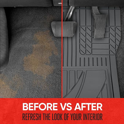 Motor Trend FlexTough™ Advanced Gray Rubber Car Floor Mats – Heavy Duty Trim to Fit All Weather Floor Mats for Cars Truck SUV - Automotive Car Interior Floor Liner Protection - Universal Fit - Image 4