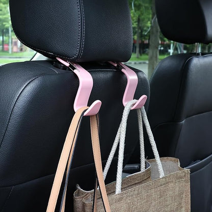 Car Headrest Hooks, 50lbs Load, Durable ABS, 4-Pack Car hooks | 360° rotating, fits most car headrests, holds coats/purses/umbrellas/groceries, easy install, keeps car organized, Pink - Image 7