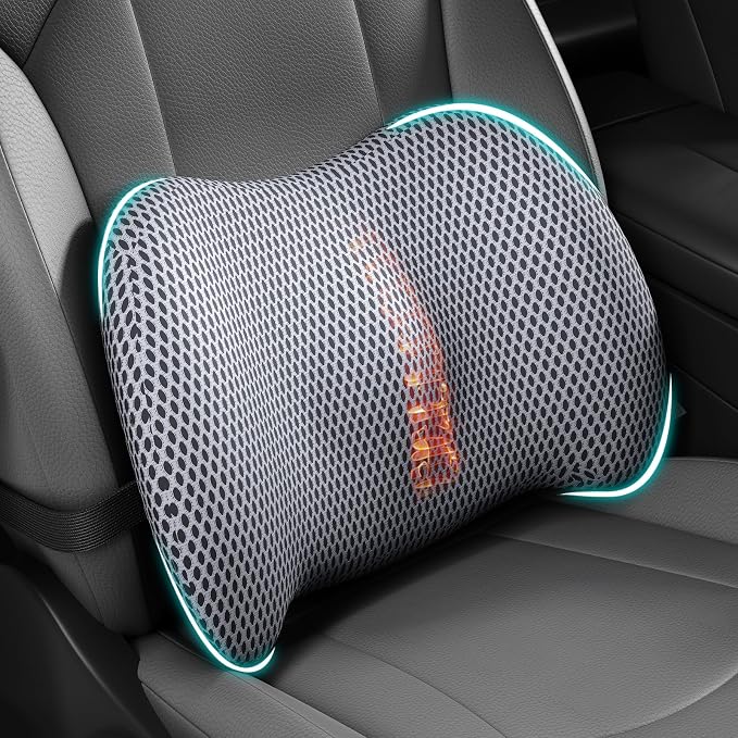 BYMECOST Lumbar Support Pillow for Car, Memory Foam Car Back Cushion | Car Seat Back Pillow for Driving, Adjustable Strap, Ergonomic Lower Back Support Pillow, Office Chairs and Wheelchairs by BYMECOST