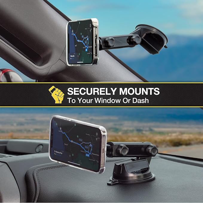 Scosche MP2WDEX2-XTSP MagicMount Pro2 Magnetic Car Phone Holder Extendo Telescoping Windshield or Dashboard Mount with Suction Cup Compatible with MagSafe, iPhones, Galaxy, Pixel & All Smartphones - Image 5