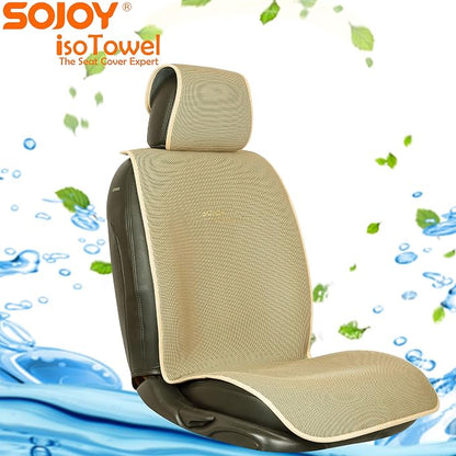 IsoTowel Car Seat Cover, Microfiber Seat Protector with Quick-Dry Non-Slip Base,Car seat Protector for All Workouts, All-Weather Honeycomb Cloth (Tan) - Image 2