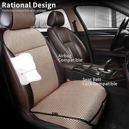 Auto Newer Luxury Breathable Car Seat Cover Fit Four Seasons, Universal Front of Car Seat Cushions, Bottom Seat Covers of Full Wrapped Edge,Universal Fit for 95% Cars,SUV,Pickup(Beige,1PCS) - Image 6