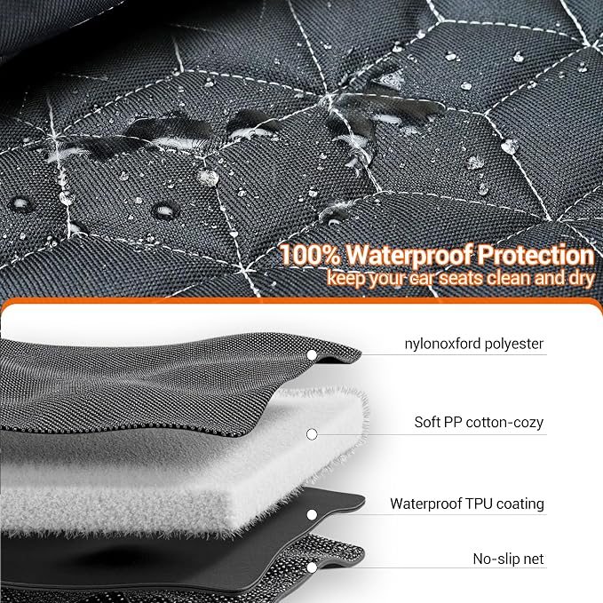 Meginc Dog Car Seat Cover-Waterproof Bench Back Seat Protector for SUV&Cars | Heavy-Duty Oxford Rear Seat Cover for Pet Hair, Spills, Velcro Openings, Non-slip, Scratch-Resistant, Machine Washable - Image 6