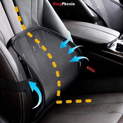 kingphenix 2-Pack Mesh Lumbar Support for Car and Office Chair Comfort | Breathable Mesh Back Support with Adjustable Curvature and Elastic Straps for Driving, Office Use and Long Sitting, Black - Image 3