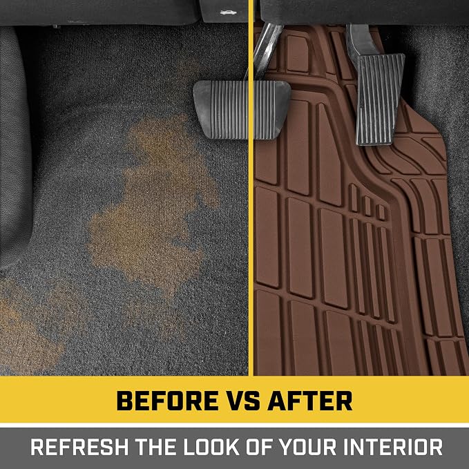 CAT® ToughRide™ Heavy-Duty 4 Piece Brown Floor Mats for Cars - Trim to Fit All-Weather Rubber Car Mats Full Set - Truck Mats & Cars Floor Mats - Interior Accessories for SUVs & Car Rug Protection - Image 9
