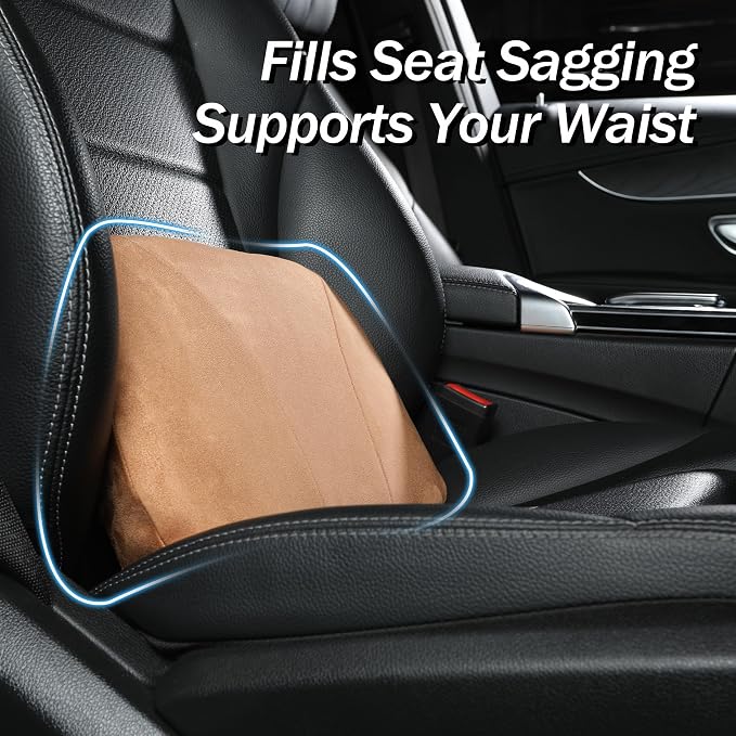 Lumbar Support Pillow,Back Pain Relief Cushion,fits tightly around the waist,Memory Foam,Skin-friendly Suede Fabric,fit Car Drive,Office chair,Rest seat,Improve Posture,Portable,15.5''Lx 8.7''H - Image 2