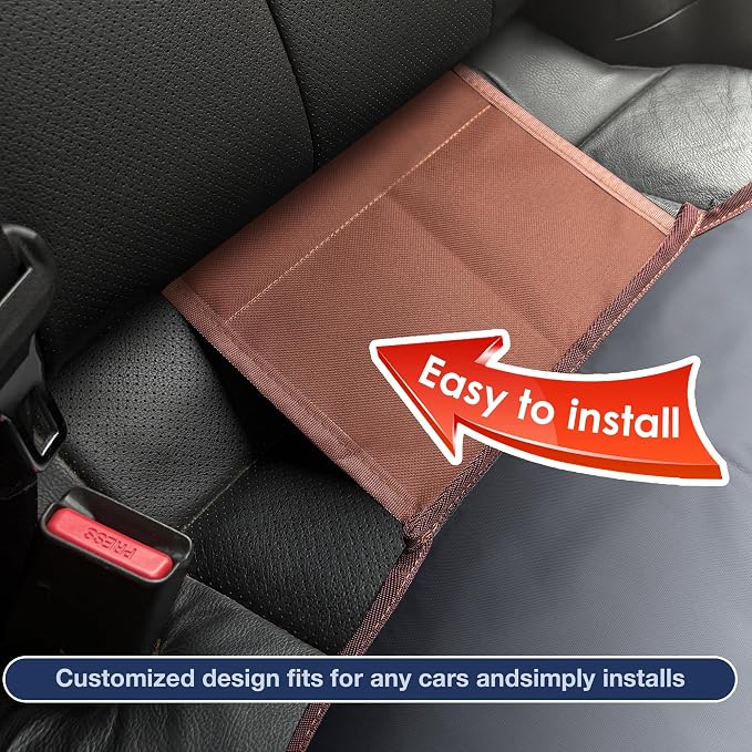 Sinvitron Car Seat Protector for Kids, Anti-Slip Thick Padding, Seat Mark Protection, 2 Storage Pockets for Toys & Snacks, Universal Fit for Most Vehicles (Brown, 1 Pack) - Image 7