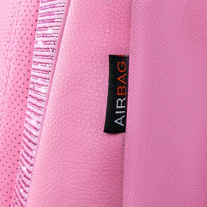 CAR PASS Bling Diamond Car Seat Covers, Shining Rhinestone Waterproof Faux Leather Pink Car Accessories Two Front Only Universal Fit Auto Glitter Crystal Sparkle Strips for Cute Women Girl, Pink - Image 3