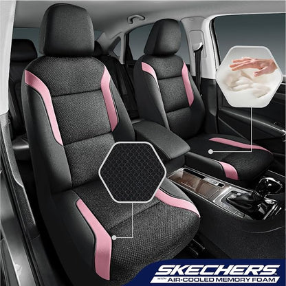 Skechers Memory Foam Car Seat Covers, Air Cool Mesh Thick Seat Covers, Car Seat Covers Front Seats Airbag Compatible, Automotive Comfort Protection for Most Cars, Vans,Trucks, SUVs,Pink - Image 2