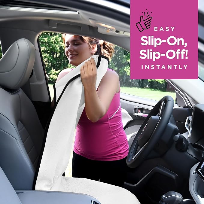 lebogner Waterproof Sweating Car Seat Cover for Post Gym Workout, Running, Swimming, Beach and Hiking, Universal Fit Anti-Slip Bucket Seat Protector for Cars, SUVs and Trucks, Machine Washable, White - Image 4