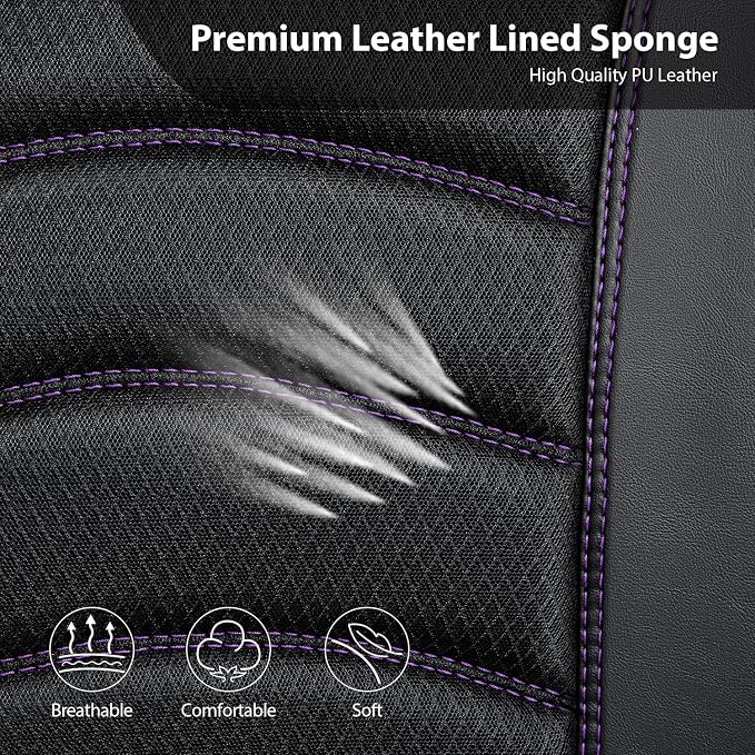CAR PASS Comfortable 3D Foam Mesh Leather Car Seat Covers Front, Air Cool Mesh Breathable Front Seat Covers for Car, Universal for SUV Truck Sedan Automotive, Airbag Compatible,Black Purple - Image 7