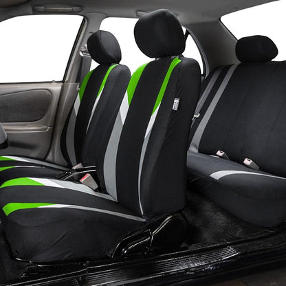 FH Group Premium Modernistic Flat Cloth Car Seat Covers – Universal Fit, Washable Seat Covers for SUV Sedan Van, Green, Full Set - Image 2