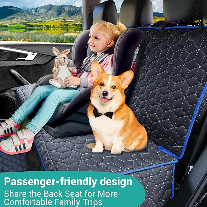 Meginc Back Seat Cover for Dogs, Washable Bench Seat Covers for Trucks,Dog Car Seat Covers for Ford f150/Ram1500/Nissan Frontier/Toyota Tacoma/GMC Canyon/Silverado (Blue) - Image 4