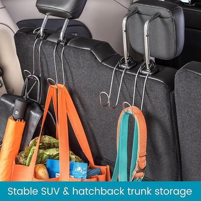 Metal Car Headrest Hooks - Bag Hooks and Hard Hat Holder for Truck | Set of 2 High Road Headrest Hooks for Car, SUV, Van or Truck - Holds up to 40 lbs, Secure Attachment Won't Fall Off - Image 7