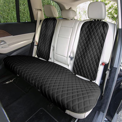 FH Group Car Seat Cushion Rear Set Black Faux Leather Automotive Seat Cushions - Universal Fit, Rear Car Seat Cushions With Non-slip Silicone Backing for SUV, Sedan, Van, Black - Rear Set - Image 4