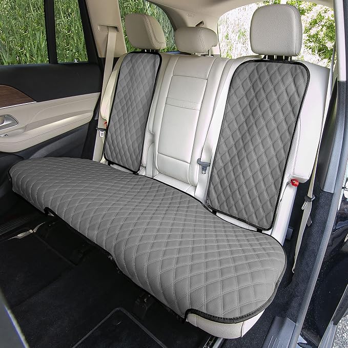 FH Group Car Seat Cushion Rear Set Faux Leather Automotive Seat Cushions - Universal Fit, Rear Car Seat Cushion, Car Seat Cushions With Non-slip Silicone Backing for SUV, Sedan, Van Gray - Image 4