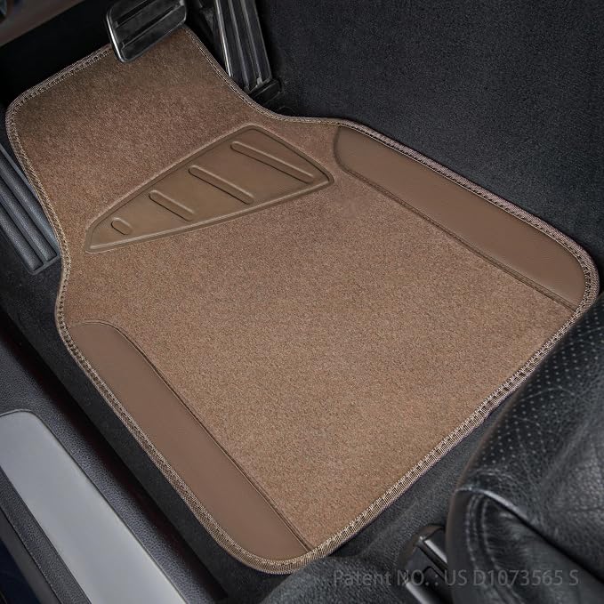 CAR PASS Beige Leather & Waterproof Car Carpet Floor Mats, Universal Car Mats Fit for SUV,Vans,sedans, Trucks,Set of 4pcs Car Carpet with Anti-Slip nibbs Driver Heel Pad (All Beige) - Image 7