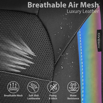 CAR PASS Leather Car Seat Covers Front Seats only, with Air Mesh Front Seat Covers Breathable, Cool Automotive Seat Covers 2 Pack, Universal Fit Most Cars,SUV,Truck,Van Airbag Compatible(Iridescent) - Image 3
