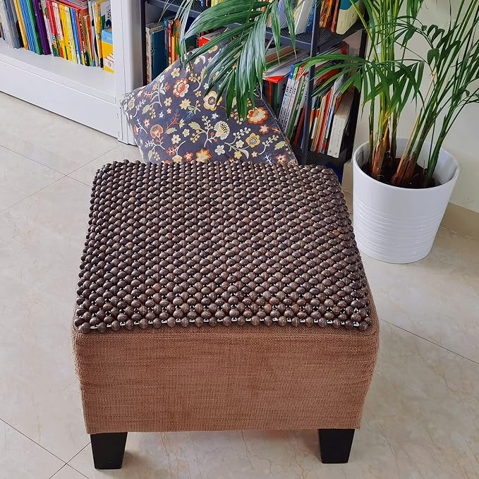 Natural Wood Beaded Seat Cover Pad Mat Comfy Cool Summer Massage Seat Cushion (Square Large) for Truck,RV,Pickup,Big Office Chair only - Image 3