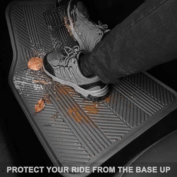 CAR PASS Universal Car Floor Mats & Cargo Liner Full Set, Waterproof Anti-Slip Rubber Trim to Fit Trunk Mats All Weather Protection Fit Car SUV Sedan Coupe Vehicle Automotive 5 Pieces, S-M Size Gray - Image 3