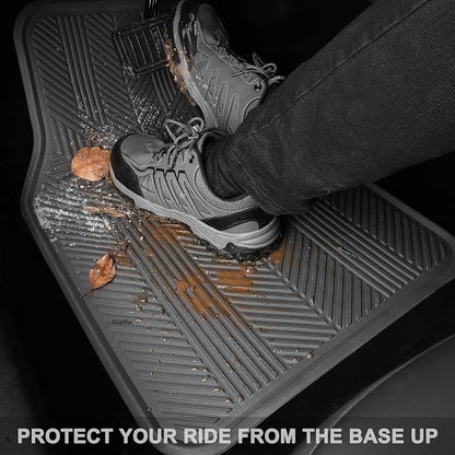 CAR PASS Universal Car Floor Mats & Cargo Liner Full Set, Waterproof Anti-Slip Rubber Trim to Fit Trunk Mats All Weather Protection Fit Car SUV Sedan Coupe Vehicle Automotive 5 Pieces, S-M Size Gray - Image 3