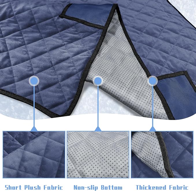 YOKYHOM Golf Cart Seat Covers with 4 Front Pockets, Thick Seat Towel Blanket with Non-Slip Backing, Fits EZGO, Club Car, Yamaha and More 2 & 4 Passenger Golf Carts, Navy Blue - Image 3