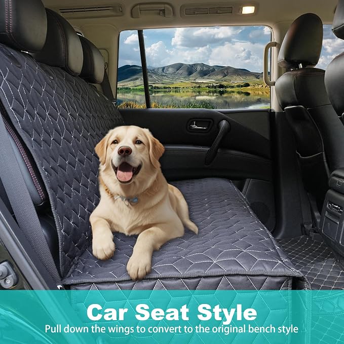 Meginc Dog Car Seat Cover-Waterproof Bench Back Seat Protector for SUV&Cars | Heavy-Duty Oxford Rear Seat Cover for Pet Hair, Spills, Velcro Openings, Non-slip, Scratch-Resistant, Machine Washable - Image 7
