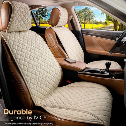IVICY Faux Suede Front Car Seat Cover, Seat Protector, 1 Unit, Light Beige | Non-Slip Bucket Sear Cover for Most Cars, SUVs, Vans & Trucks – Machine Washable, Side-Airbag Friendly - Image 8