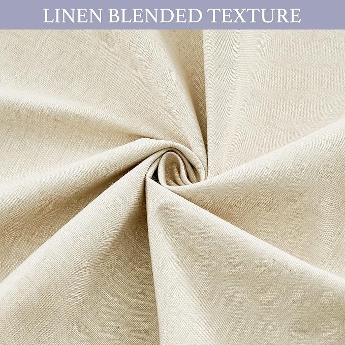 RYB HOME Natural Linen Textured French Door Window Curtains 100% Blackout | Self Adhesive, Thermal Insulated Privacy Energy Saving, Shades for Nursery Office Patio Glass Door, W34 x L40, 1 Panel - Image 6