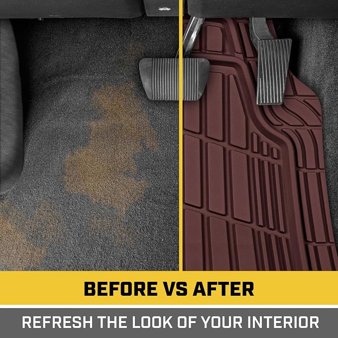 CAT® ToughRide™ Heavy-Duty 4 Piece Burgundy Floor Mats for Cars - Trim to Fit All-Weather Rubber Car Mats Full Set - Truck Mats & Cars Floor Mats - Interior Accessories for SUVs & Car Rug Protection - Image 9