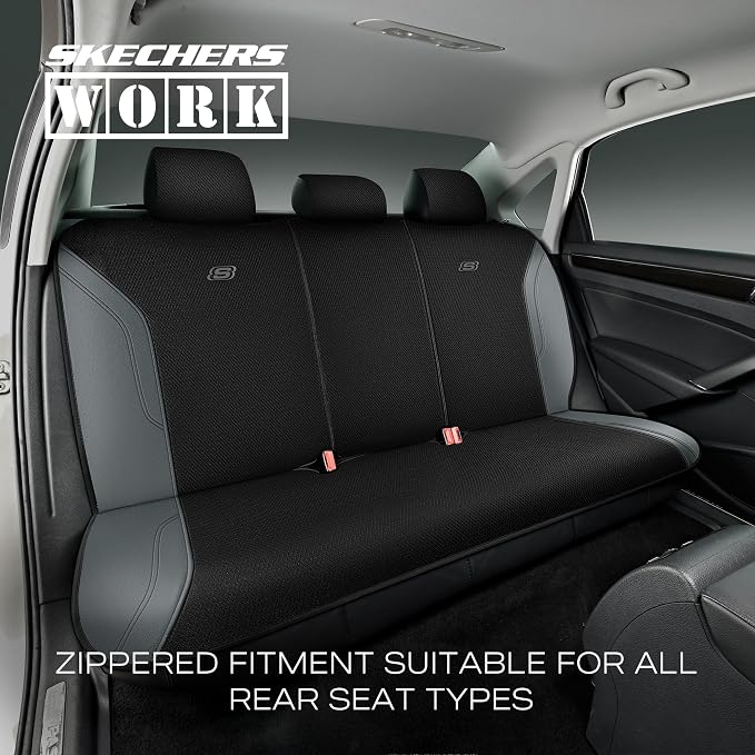 Skechers Car Seat Covers, Work Leather Seat Covers 5-Times Stronger Built-in Webbing, Oxford Fabric Seat Cover Full Sets, Airbag Compatible, Automotive Comfort for Cars, Trucks, SUVs,Grey - Image 5