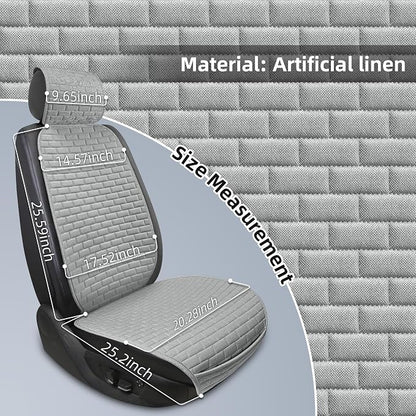 2Pcs Gray Linen Car Seat Covers Front Seats Covers for Car Van SUV Truck | Breathable Cloth Fabric Durable Non-Slip Car Seat Protector - Image 4