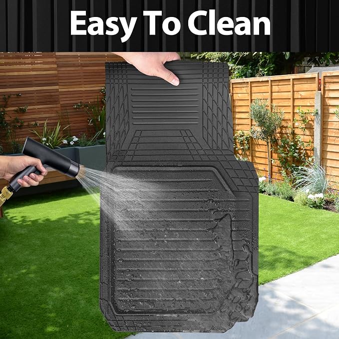 CAR PASS Heavy Duty Rubber Rear Car Mat, Deep Dish Car Floor Mats All Weather, Universal Trim to Fit for SUV Trucks Sedans, Odorless Waterproof Anti-Slip, Easy to Clean Car Mats (Black Rear) - Image 5