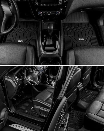 3W Floor Mats for Nissan Rogue 2026 2025 2024 2023 2022 2021 (NOT Sport) | 1st & 2nd, Not for Rogue Sport, Easy To Clean and Installation, Durable, Waterproof Protection, TPE All Weather, Custom Fit - Image 3