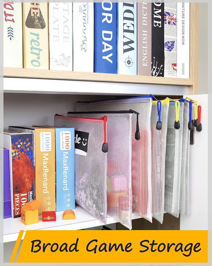 SUNEE Mesh Zipper Pouch 9.2x12.5 in (8 Colors, 48 Packs),Extra Large Water-Resistant Zip Bag for School Office Supplies, Puzzles & Games Organizing Storage - Image 6