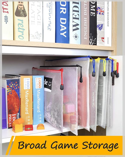 SUNEE Mesh Zipper Pouch 9.2x12.5 in (8 Colors, 48 Packs),Extra Large Water-Resistant Zip Bag for School Office Supplies, Puzzles & Games Organizing Storage - Image 6
