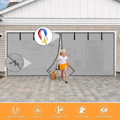 Privacy Garage Door Screen Blackout for 1 Car Garage-8x8FT Privacy Silver Grey Heavy Duty Magnetic Garage Screen, Hands Free, Magnetic Privacy Garage Screen Door - Image 3