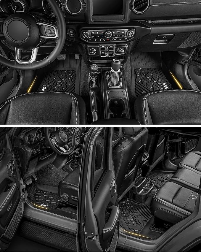 3W Floor Mats & Cargo Liner & Backrest Mats Jeep Wrangler 4XE 2021-2026 | (Non JL/JK) All Weather TPE Rubber Heavy Duty Wrangler 4XE Accessories (Hybrid & 4 Door with Subwoofer) - Image 9