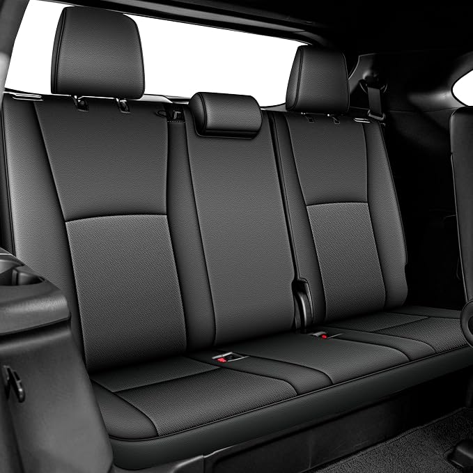 Seat Covers for Toyota Highlander 2020-2026 Full Set 3 Row 8 Seats | Custom Fit for Highlander W/Second Row 40/60 Split, Full Coverage Faux Leather Car Seat Protector Compatible Airbag Deep Gray - Image 4