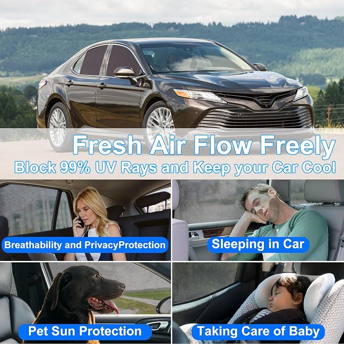 Front Side Half Window Shade Foldable Custom Fit for Toyota Camry 2012-2017 Car Window Shades for Side Window Sun Shade UV Protection Heat Insulation for Camping Sleeping 4PCS - Image 6